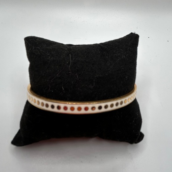 Kate Spade New York Jewelry - Kate Spade New York Enamel Dot Bangle Bracelet Gold Tone White#321